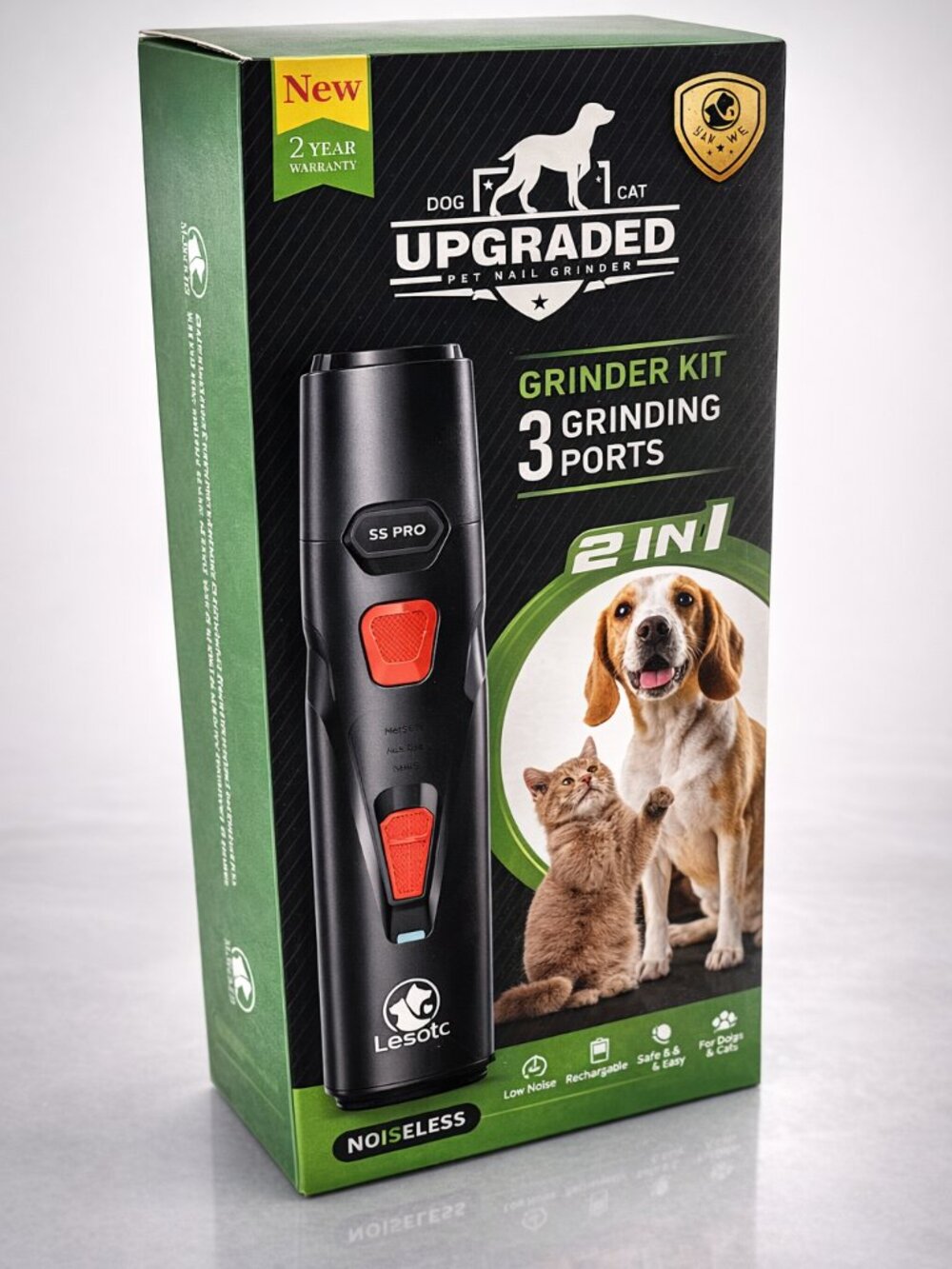 Dog Nail Grinder with 2 LED Lights Powerful 2 Speeds Super Quiet Dog Nail Trimme - Picture 9 of 9